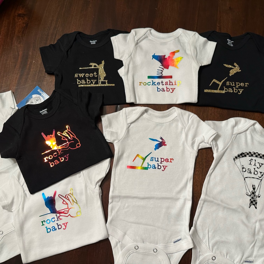New Onesies, Custom Vinyl designs!